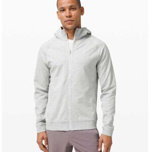 LULULEMON City Sweat Full Zip Hoodie Heathered Ultra Light Grey/Sea Salt Sz M